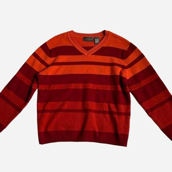 Striped pullover v neck sweater in red & orange - Relativity - fits like size S - Picture 7 of 7